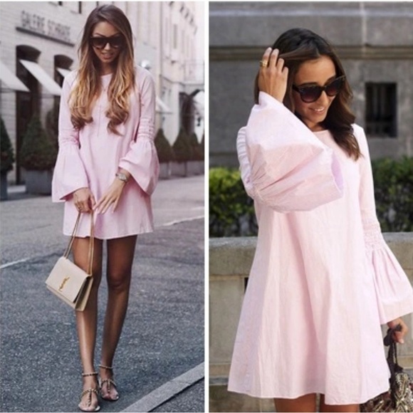 Zara Blogger Favorite Striped Skort Romper Mini Dress with Long Bell Sleeves - Picture 3 of 16